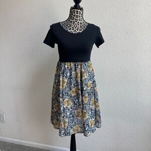 Marnie West vintage black and floral print midi dress